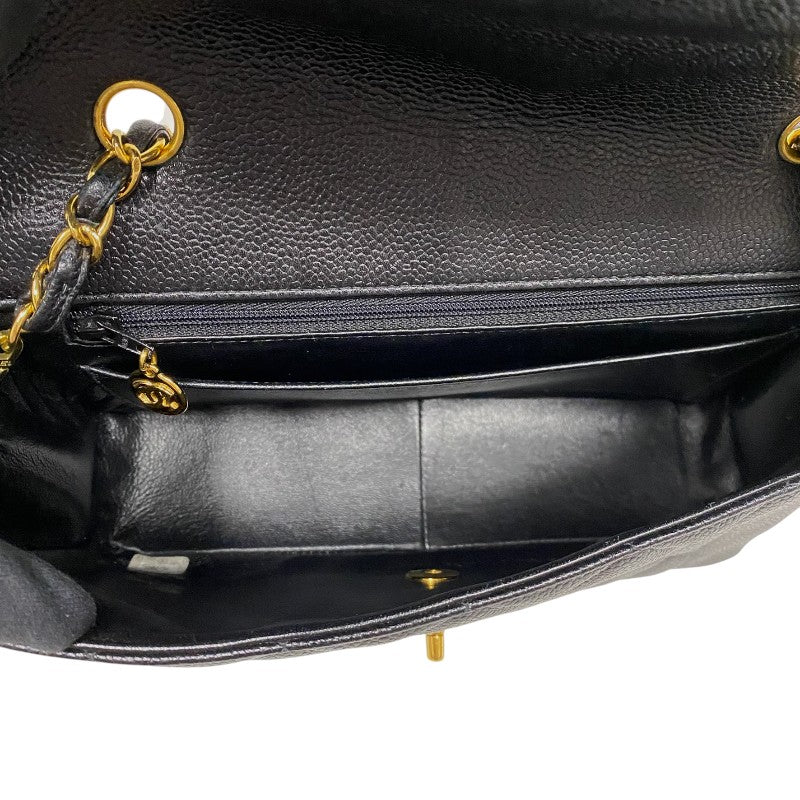 シャネル CHANEL ダイアナ25 A01165 4番台 ブラック ゴールド金具 キャビアスキン レディース ショルダーバッグ