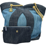 シャネル CHANEL デカココチェーントートバッグ AS3857 ブルー/ネイビー ゴールド金具 デニム レディース トートバッグ