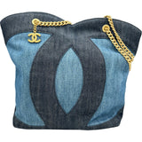 シャネル CHANEL デカココチェーントートバッグ AS3857 ブルー/ネイビー ゴールド金具 デニム レディース トートバッグ