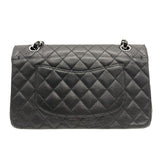 シャネル CHANEL マトラッセ25 ダブルフラップ チェーンショルダー A01112 ブラック×SV金具 キャビアスキン レディース ショルダーバッグ
