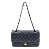 シャネル CHANEL マトラッセ25 ダブルフラップ チェーンショルダー A01112 ブラック×SV金具 キャビアスキン レディース ショルダーバッグ