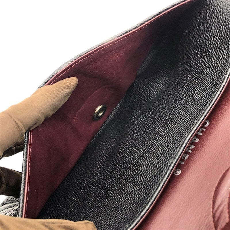 シャネル CHANEL マトラッセ25 ダブルフラップ チェーンショルダー A01112 ブラック×SV金具 キャビアスキン レディース ショルダーバッグ