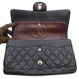 シャネル CHANEL マトラッセ25 ダブルフラップ チェーンショルダー A01112 ブラック×SV金具 キャビアスキン レディース ショルダーバッグ