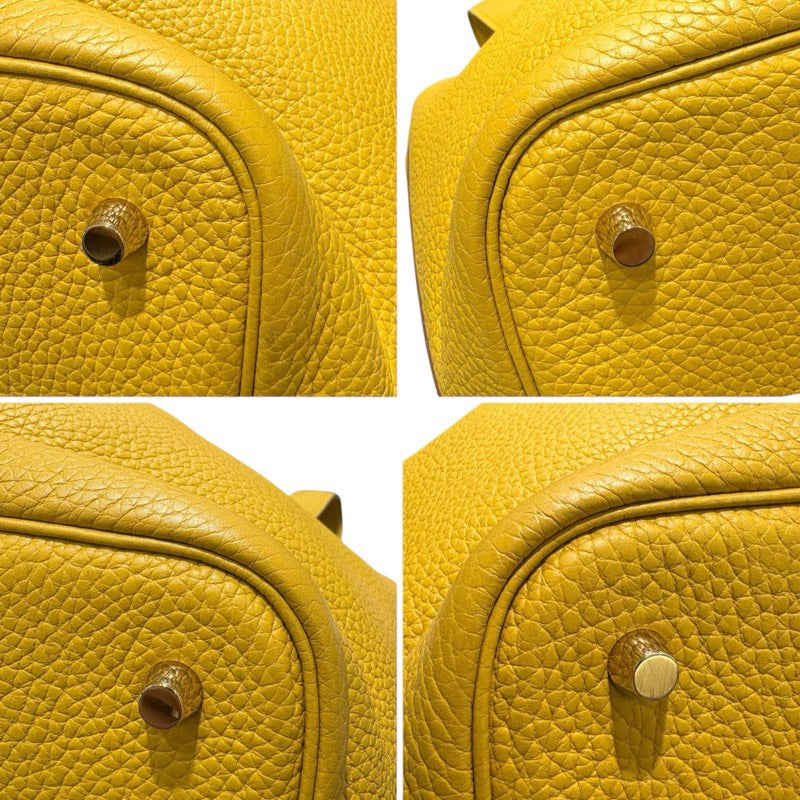 エルメス HERMES ピコタンロックMM □C刻 イエロー ゴールド金具 トリヨン レディース ハンドバッグ
