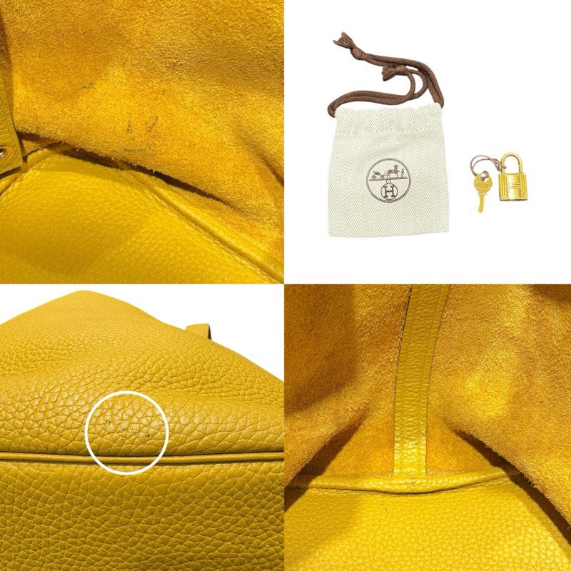 エルメス HERMES ピコタンロックMM □C刻 イエロー ゴールド金具 トリヨン レディース ハンドバッグ