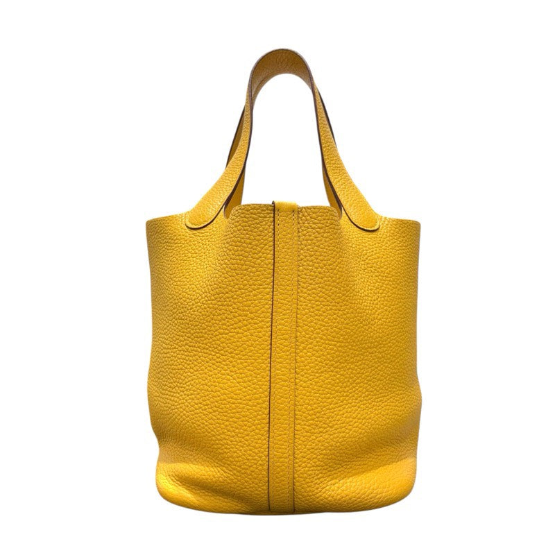 エルメス HERMES ピコタンロックMM □C刻 イエロー ゴールド金具 トリヨン レディース ハンドバッグ