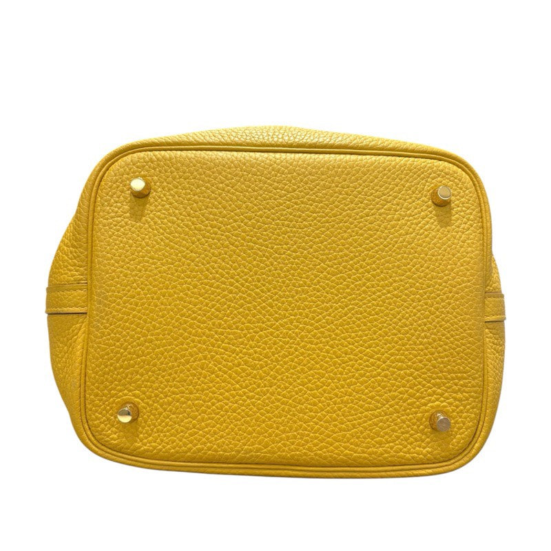 エルメス HERMES ピコタンロックMM □C刻 イエロー ゴールド金具 トリヨン レディース ハンドバッグ