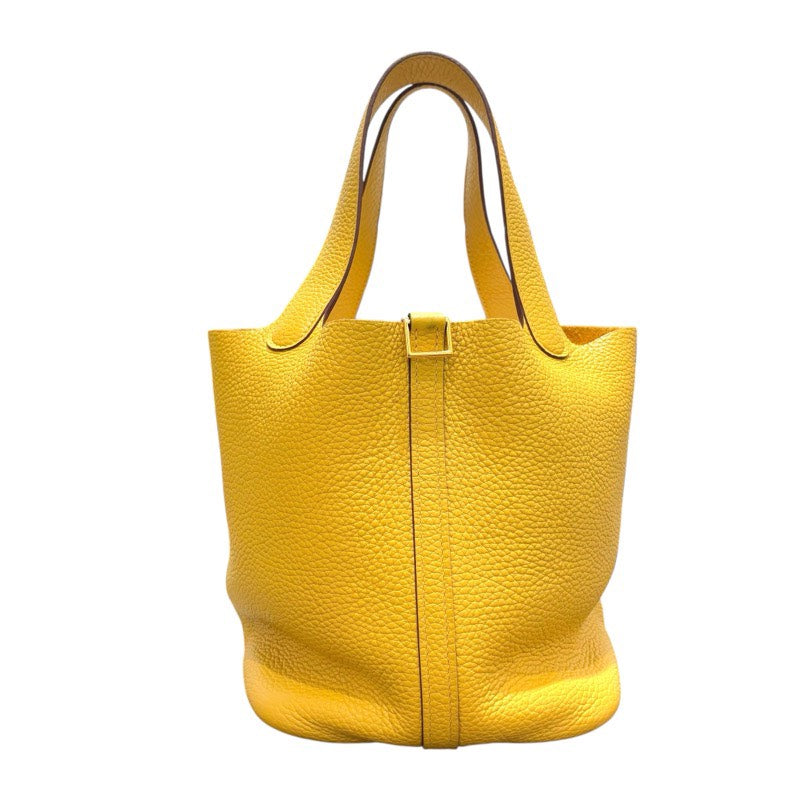 エルメス HERMES ピコタンロックMM □C刻 イエロー ゴールド金具 トリヨン レディース ハンドバッグ