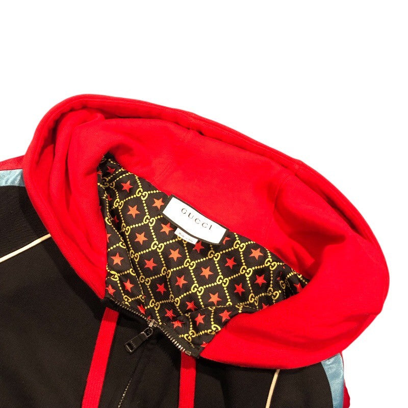グッチ GUCCI ロゴパッチジップアップパーカー 576062 ブラック コットン メンズ パーカー