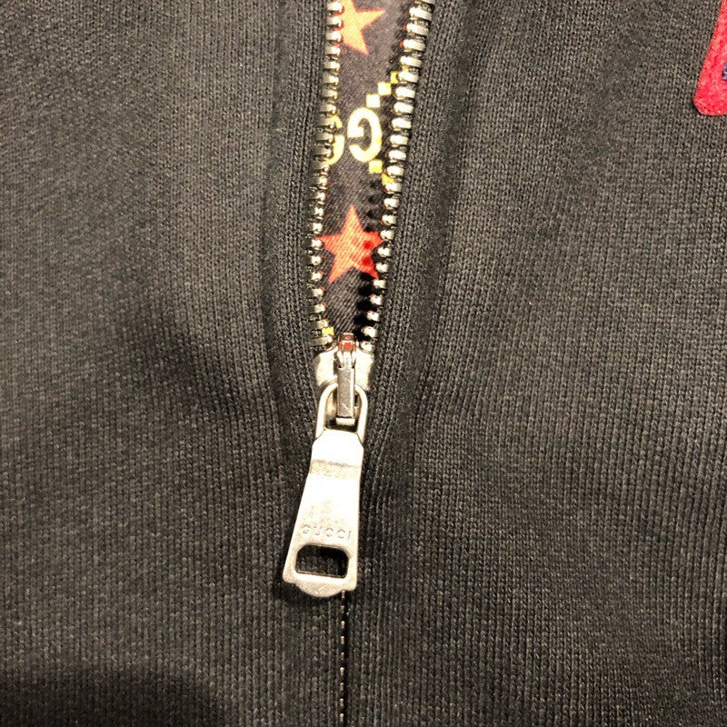 グッチ GUCCI ロゴパッチジップアップパーカー 576062 ブラック コットン メンズ パーカー