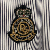 ドルチェ＆ガッバーナ Dolce & Gabbana ロゴワッペンストライプジャケット ホワイト コットン メンズ テーラードジャケット
