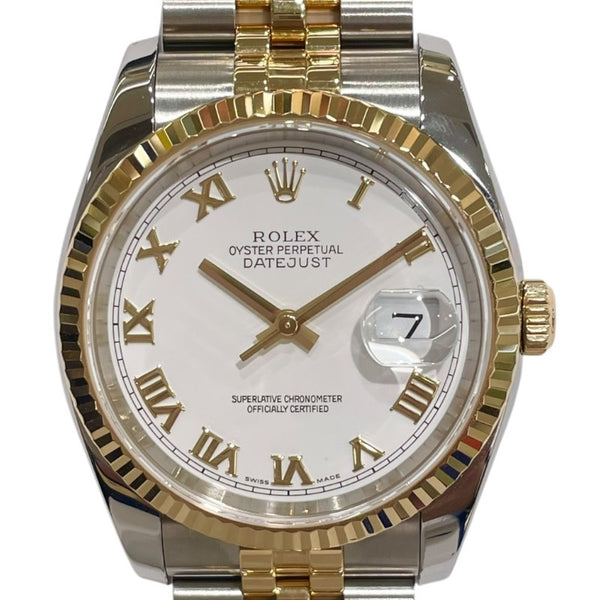 ロレックス ROLEX デイトジャスト36 116233 ホワイト YG/SS メンズ 腕時計