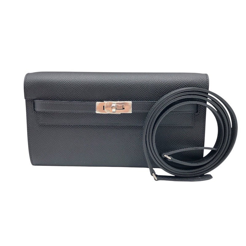 エルメス HERMES ケリーウォレット トゥーゴー U刻 ブラック×SV金具 エプソン レディース 長財布
