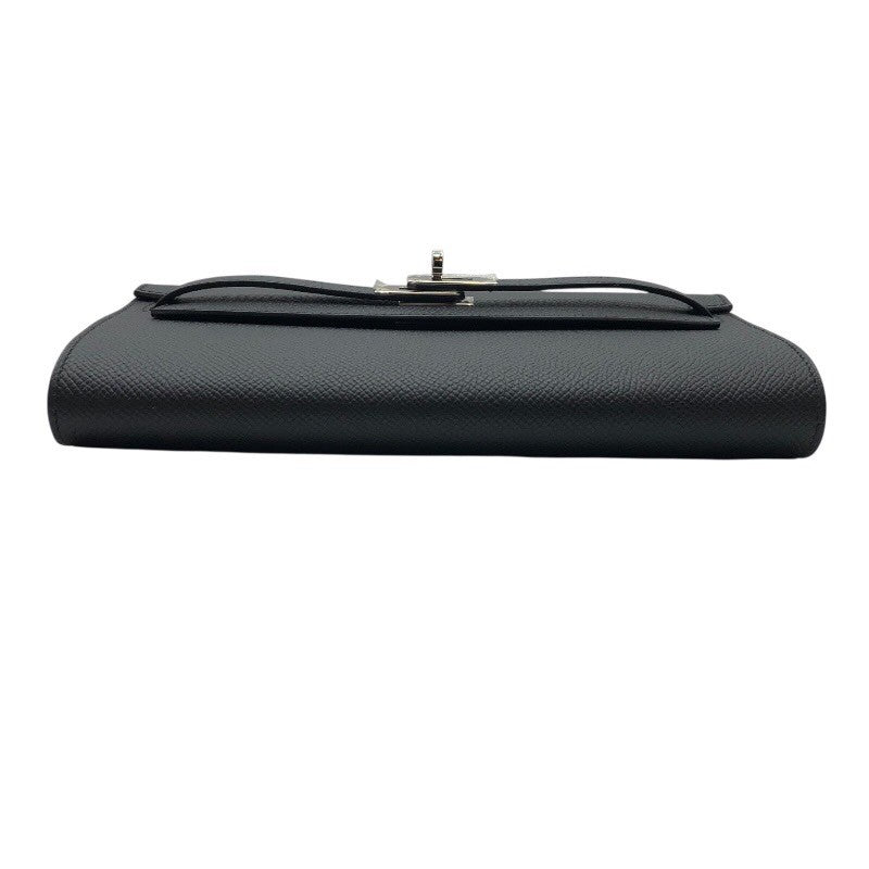 エルメス HERMES ケリーウォレット トゥーゴー U刻 ブラック×SV金具 エプソン レディース 長財布