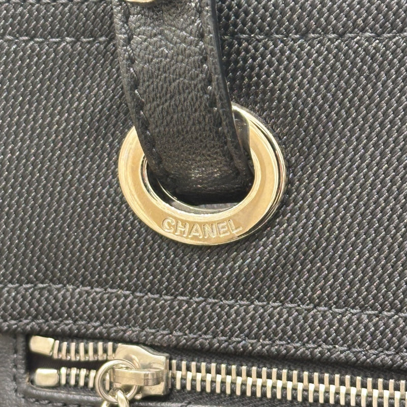 シャネル CHANEL パリピアリッツトートGM A34210 ブラック コーティングキャンバス レディース ハンドバッグ