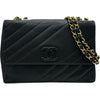 シャネル CHANEL バイアスステッチ チェーンフラップバッグ 8番台 ブラック/ゴールド金具 キャビアスキン レディース ショルダーバッグ