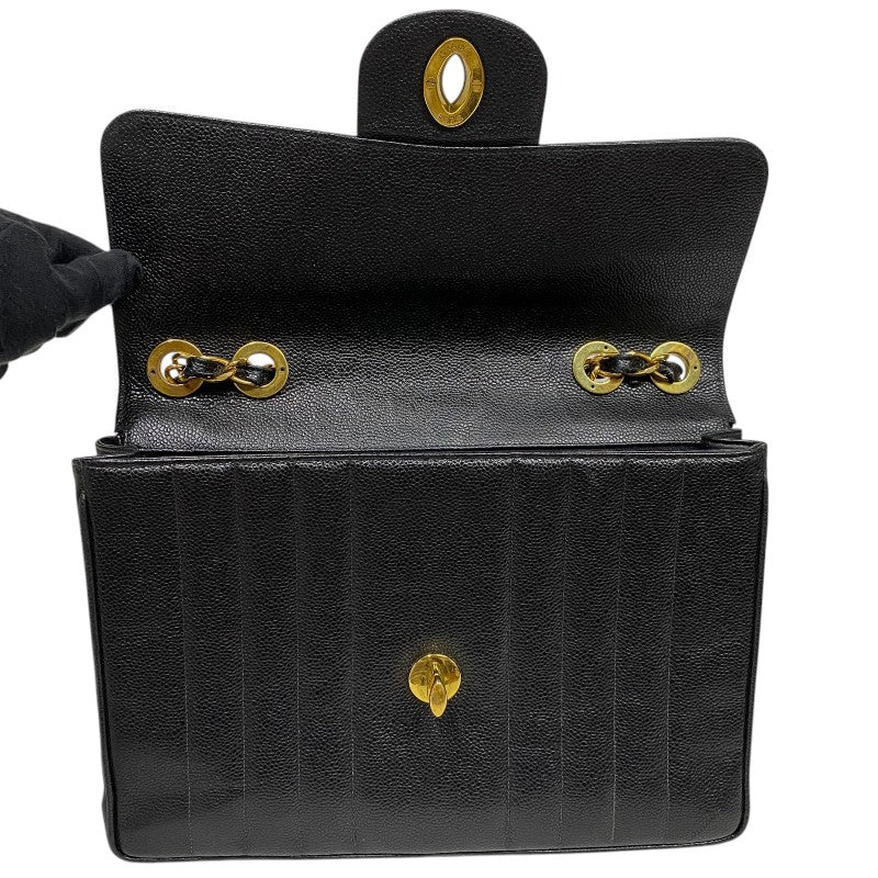 シャネル CHANEL マドモアゼル チェーンフラップバッグ ブラック ゴールド金具 キャビアスキン レディース ショルダーバッグ