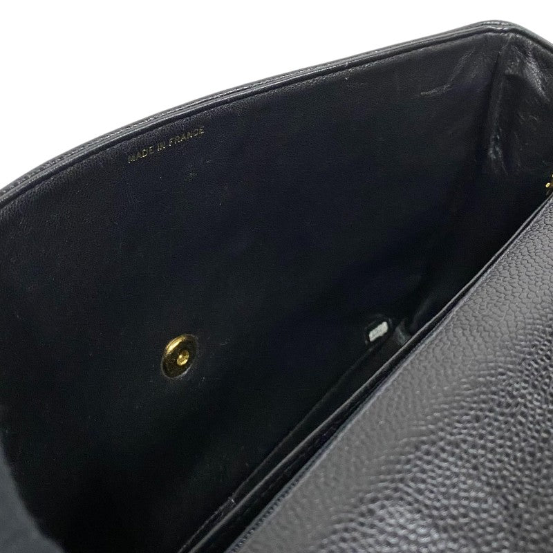 シャネル CHANEL マドモアゼル チェーンフラップバッグ ブラック ゴールド金具 キャビアスキン レディース ショルダーバッグ