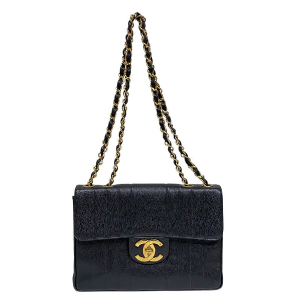 シャネル CHANEL マドモアゼル チェーンフラップバッグ ブラック ゴールド金具 キャビアスキン レディース ショルダーバッグ