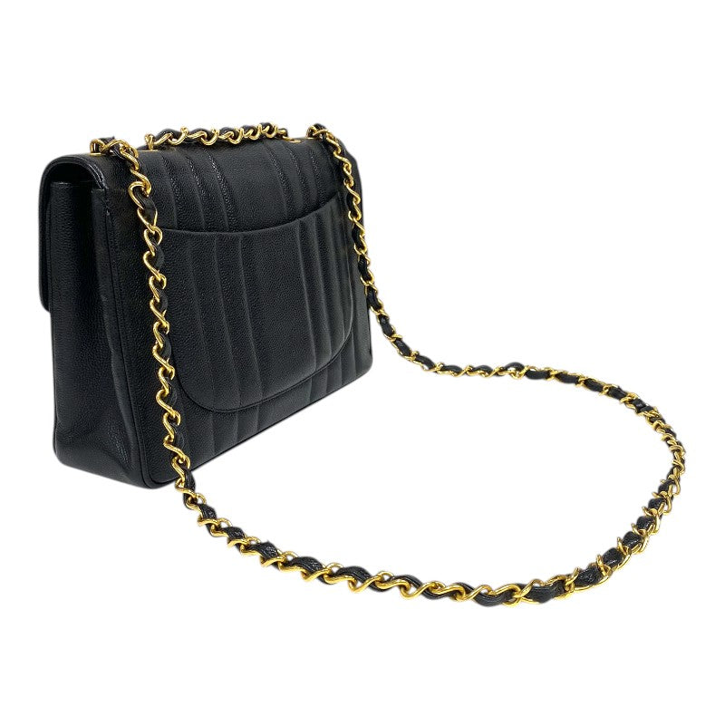 シャネル CHANEL マドモアゼル チェーンフラップバッグ ブラック ゴールド金具 キャビアスキン レディース ショルダーバッグ
