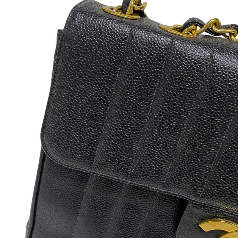 シャネル CHANEL マドモアゼル チェーンフラップバッグ ブラック ゴールド金具 キャビアスキン レディース ショルダーバッグ