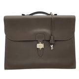 エルメス HERMES サックアデペッシュ41 □M刻 ショコラ SV金具 トゴ メンズ ブリーフケース