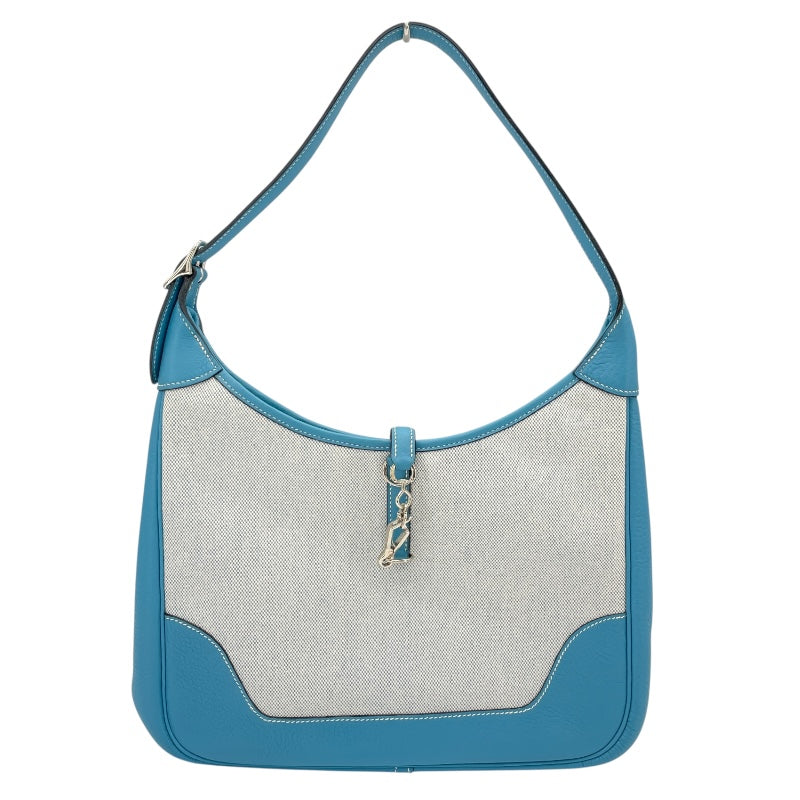 エルメス HERMES トリム31 □B刻 ブルージーン SV金具 トワルアッシュ/トリヨン レディース ショルダーバッグ