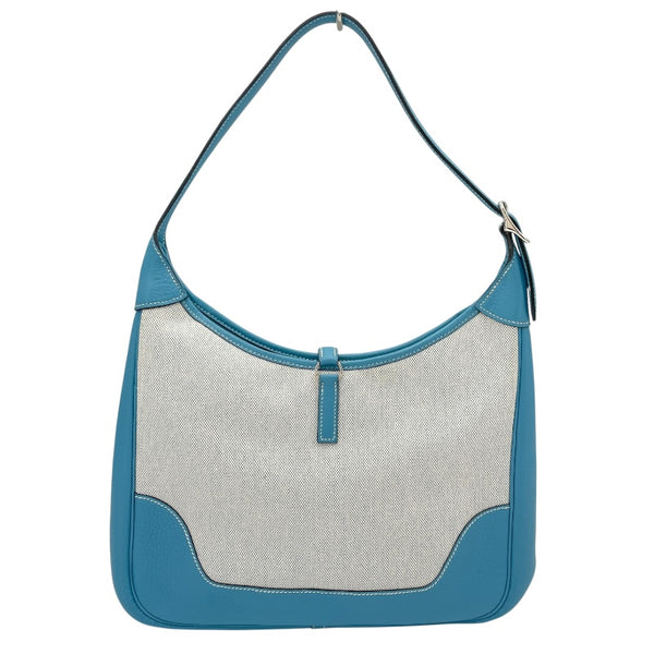 エルメス HERMES トリム31 □B刻 ブルージーン SV金具 トワルアッシュ/トリヨン レディース ショルダーバッグ