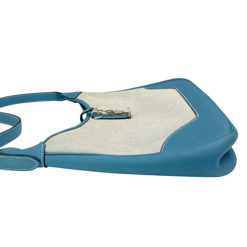 エルメス HERMES トリム31 □B刻 ブルージーン SV金具 トワルアッシュ/トリヨン レディース ショルダーバッグ