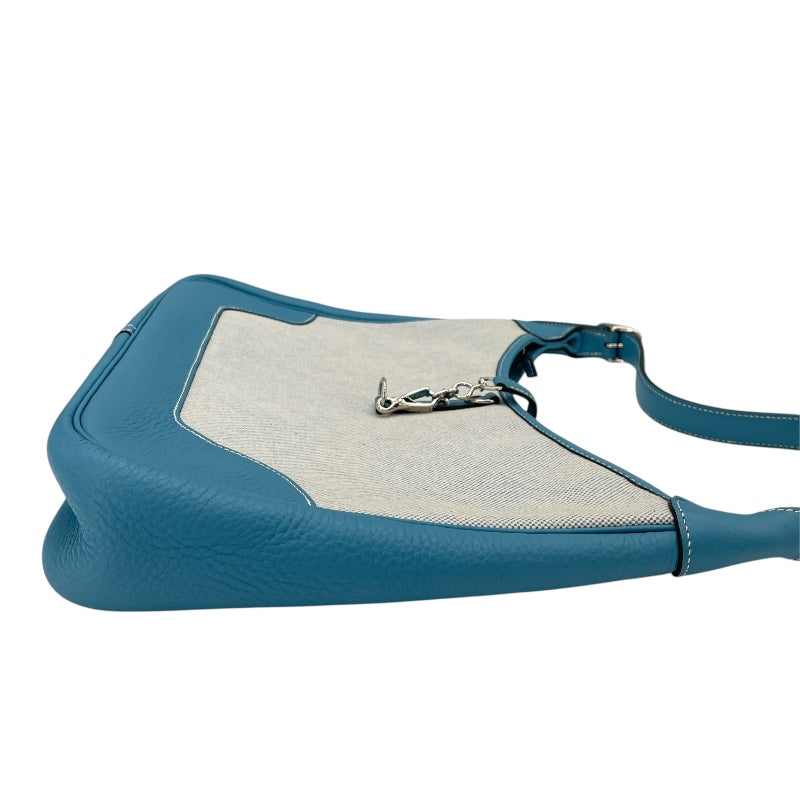 エルメス HERMES トリム31 □B刻 ブルージーン SV金具 トワルアッシュ/トリヨン レディース ショルダーバッグ