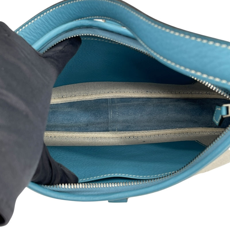 エルメス HERMES トリム31 □B刻 ブルージーン SV金具 トワルアッシュ/トリヨン レディース ショルダーバッグ