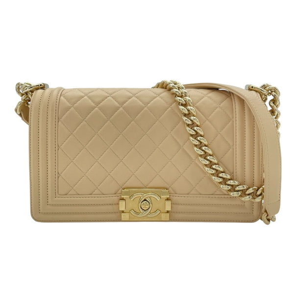 シャネル CHANEL ボーイシャネル25 A67086 24番台 ベージュ GD金具 ラムスキン レディース ショルダーバッグ