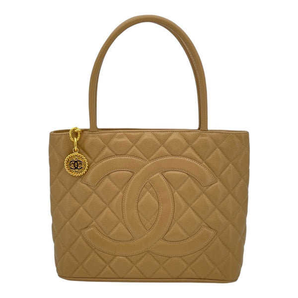 シャネル CHANEL 復刻トート A01804 7番台 ベージュ GD金具 キャビアスキン レディース トートバッグ