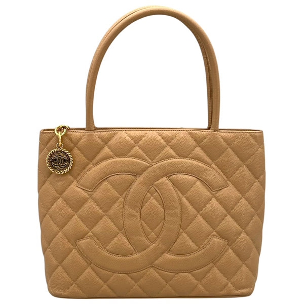 シャネル CHANEL 復刻トート A01804 7番台 ベージュ GD金具 キャビアスキン レディース ハンドバッグ