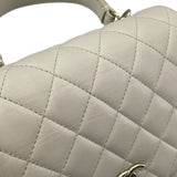 シャネル CHANEL マトラッセ トップ ハンドル 25番台 アイボリー GD金具 ラムスキン レディース ショルダーバッグ