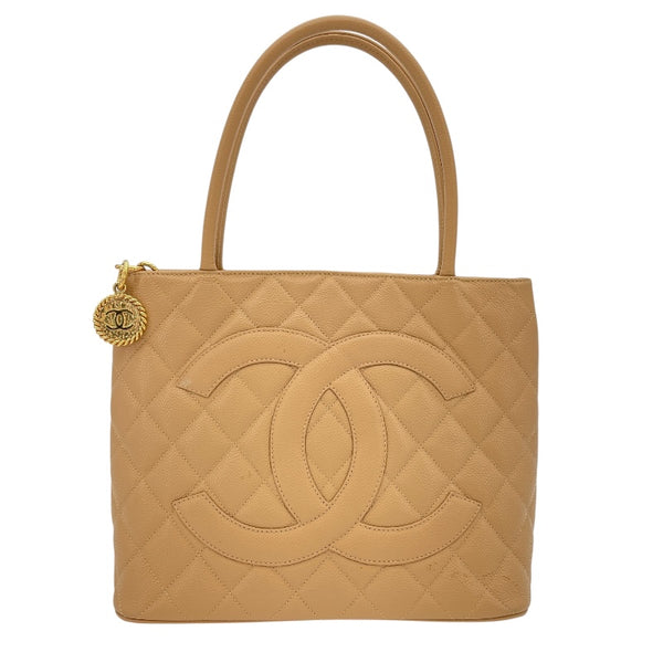 シャネル CHANEL 復刻トート A01804 11番台 ベージュ GD金具 キャビアスキン レディース トートバッグ