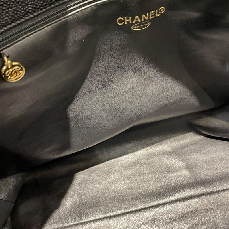 シャネル CHANEL ココマークチェーントート ブラック/ゴールド金具 キャビア レディース トートバッグ