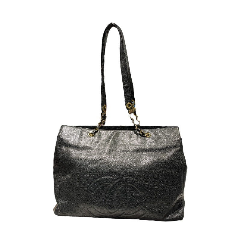 シャネル CHANEL ココマークチェーントート ブラック/ゴールド金具 キャビア レディース トートバッグ