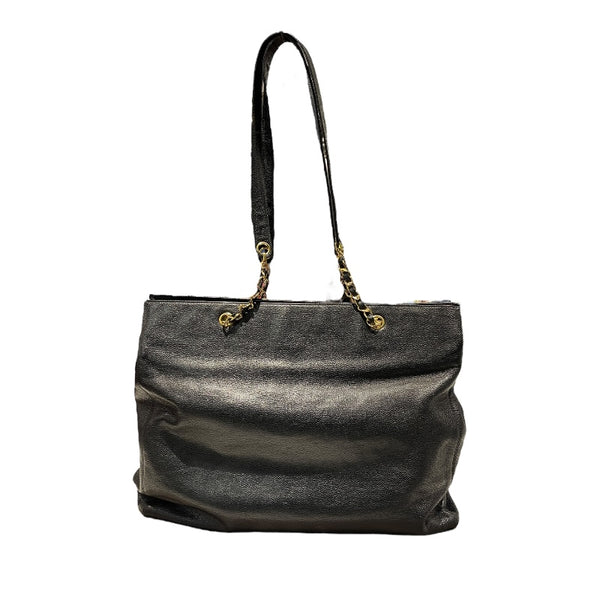 シャネル CHANEL ココマークチェーントート ブラック/ゴールド金具 キャビア レディース トートバッグ