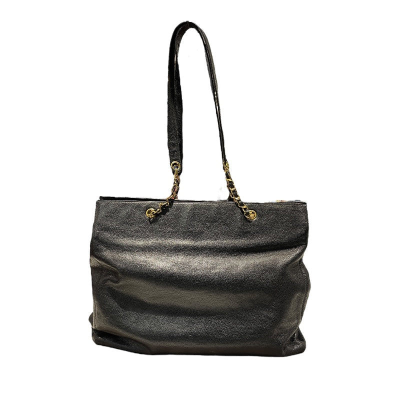 シャネル CHANEL ココマークチェーントート ブラック/ゴールド金具 キャビア レディース トートバッグ