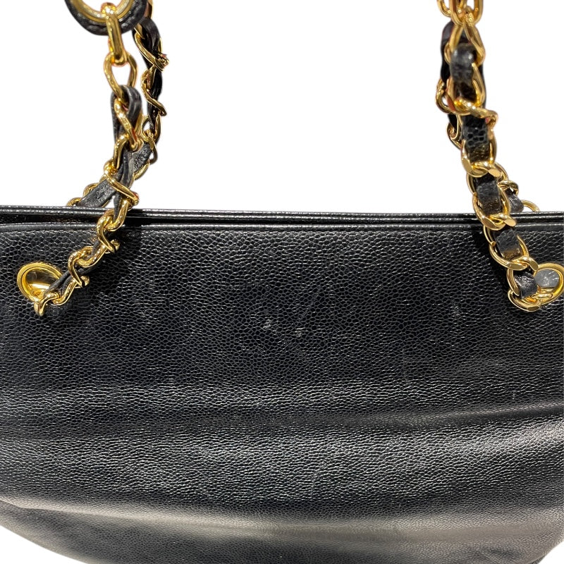 シャネル CHANEL ココマークチェーントート ブラック/ゴールド金具 キャビア レディース トートバッグ