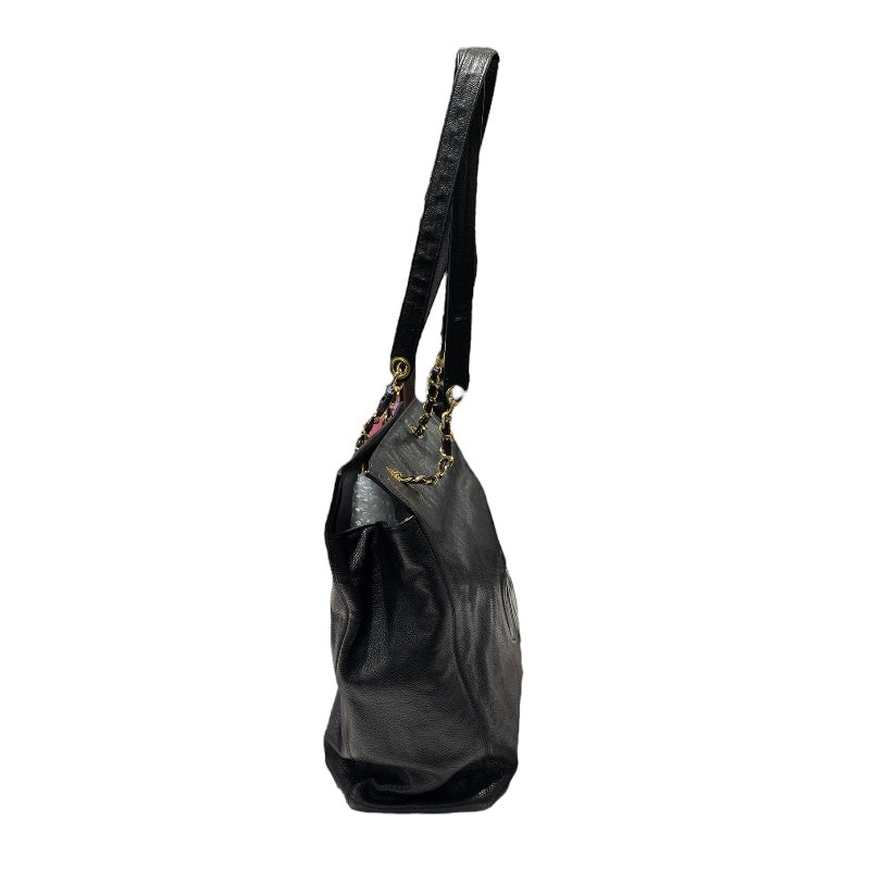 シャネル CHANEL ココマークチェーントート ブラック/ゴールド金具 キャビア レディース トートバッグ
