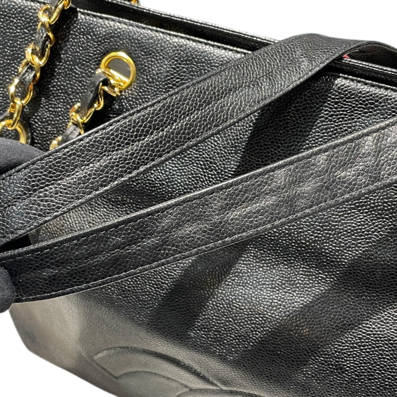 シャネル CHANEL ココマークチェーントート ブラック/ゴールド金具 キャビア レディース トートバッグ