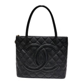 シャネル CHANEL 復刻トート A01804 ブラック　シルバー金具 キャビア レディース ハンドバッグ
