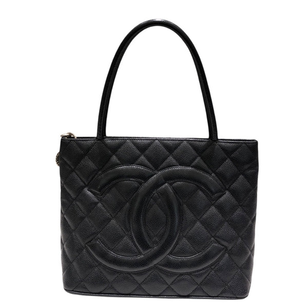 シャネル CHANEL 復刻トート A01804 ブラック　シルバー金具 キャビア レディース ハンドバッグ