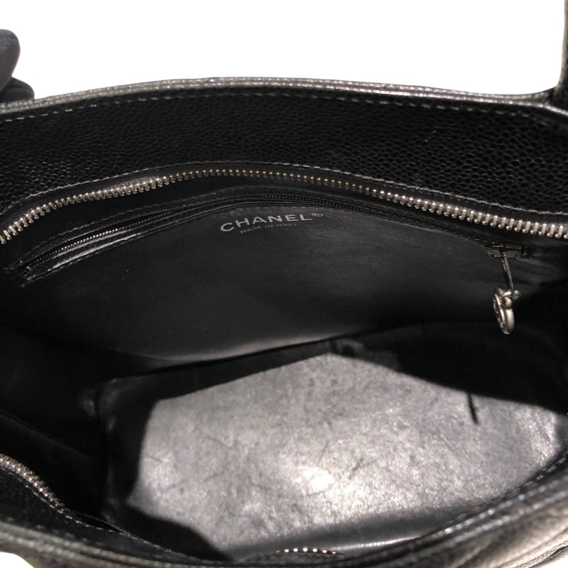 シャネル CHANEL 復刻トート A01804 ブラック　シルバー金具 キャビア レディース ハンドバッグ