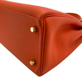 エルメス HERMES ケリー28 内縫い T刻 オレンジポピー GD金具 トゴ レディース ハンドバッグ