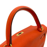 エルメス HERMES ケリー28 内縫い T刻 オレンジポピー GD金具 トゴ レディース ハンドバッグ