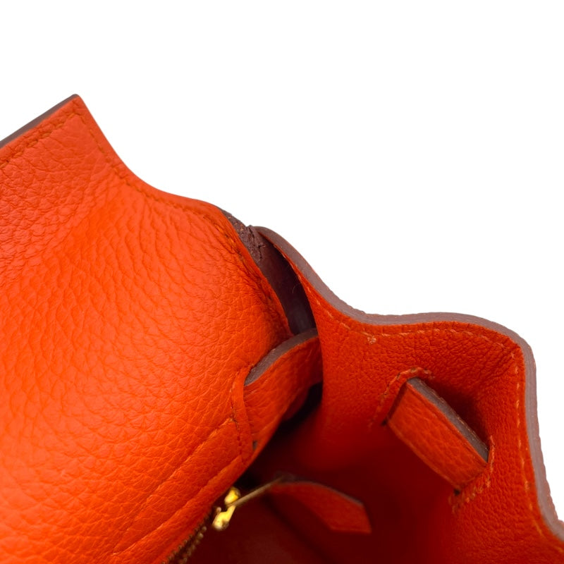 エルメス HERMES ケリー28 内縫い T刻 オレンジポピー GD金具 トゴ レディース ハンドバッグ
