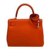 エルメス HERMES ケリー28 内縫い T刻 オレンジポピー GD金具 トゴ レディース ハンドバッグ